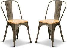 2 Gun Metal Oak Wood Seat