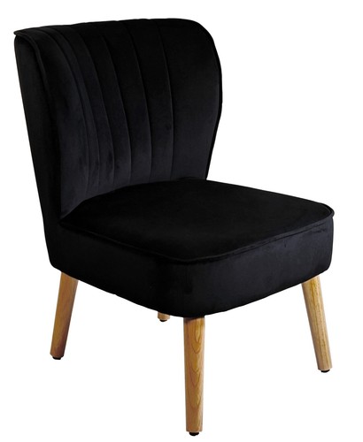 Black velvet accent chair - black,